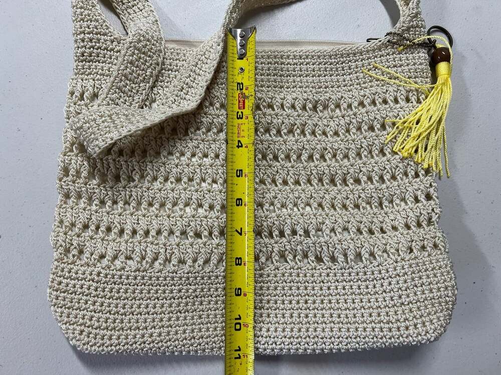 The Sak Cream Woven Crochet Shoulder Bag